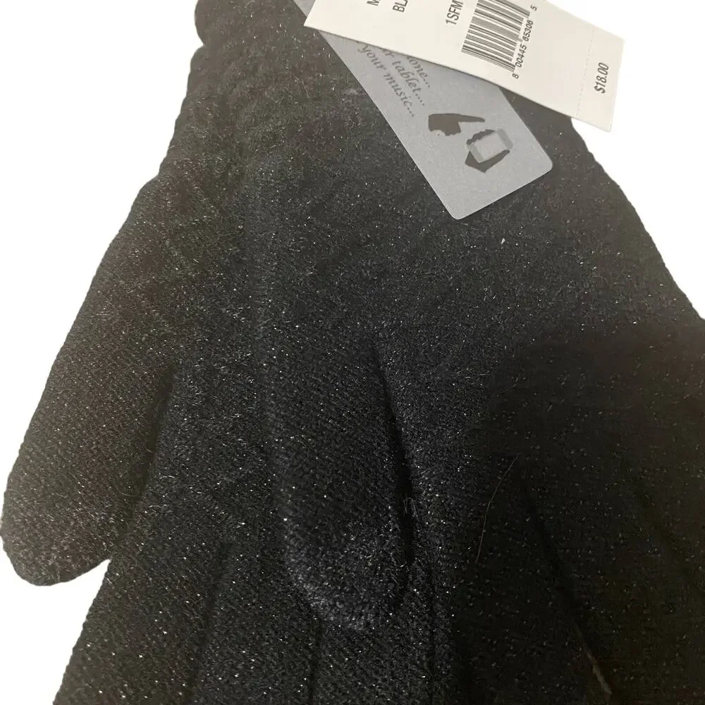 Steve Madden Solid Black E-Z Tap Knitted Gloves Women Sz OS